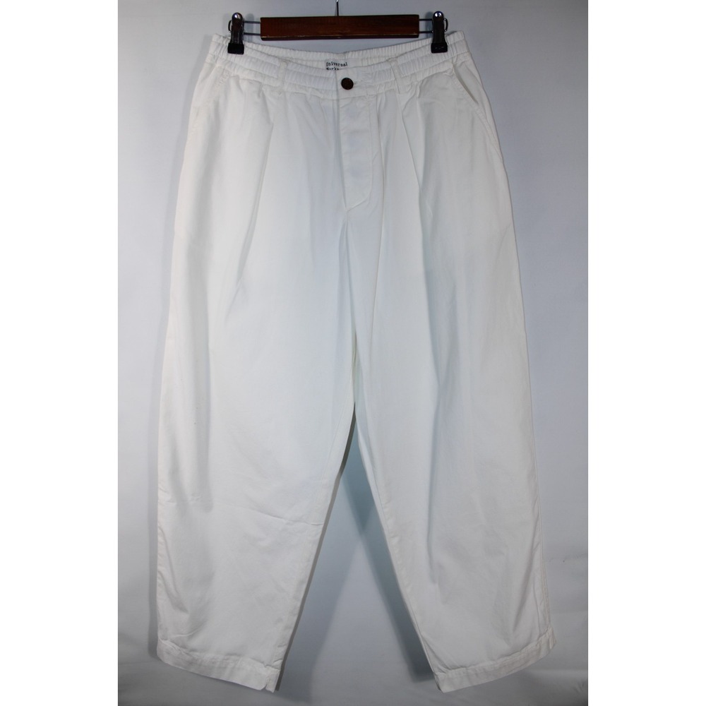Universal Works Men's Size 30 Bone White Elastic Waist Wide Leg Pants
